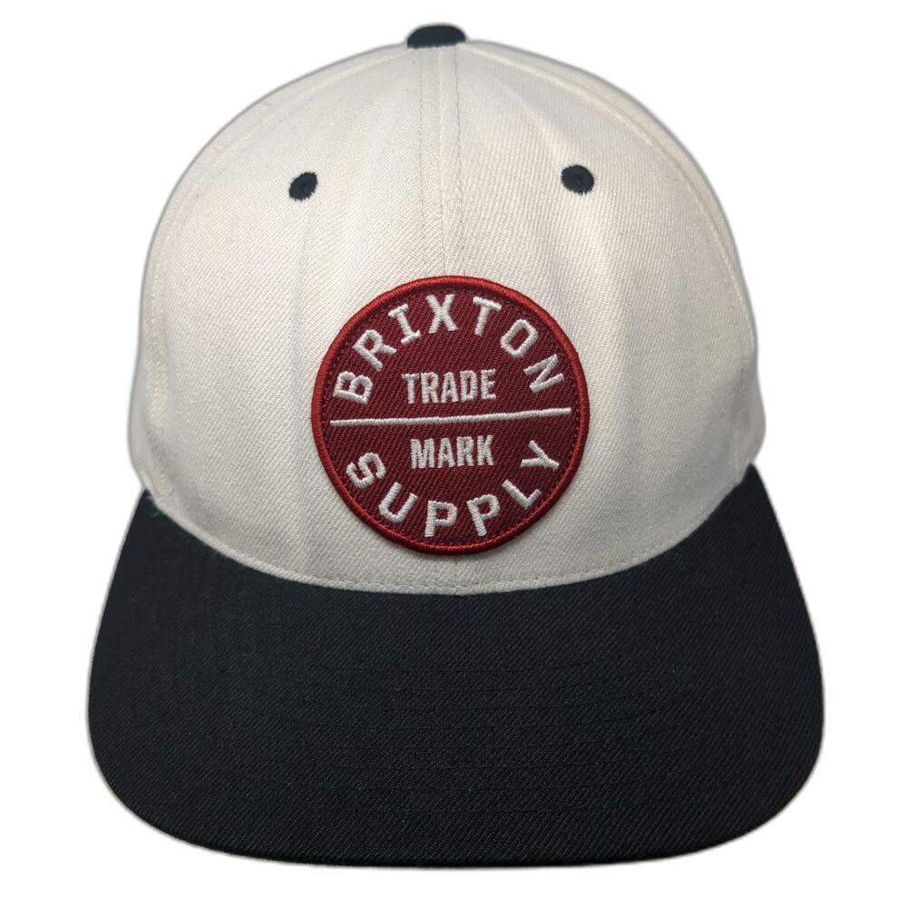 Brixton Snapback Hat White Black Red Patch Green Underbrim One Size Acrylic Wool